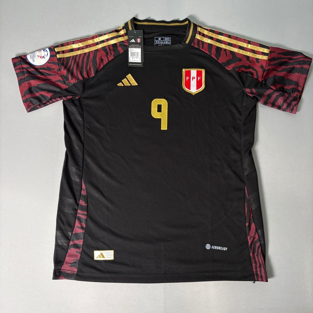 Adidas Peru Guerrero 9 2024 Away Jersey Black Red Men's Medium P96163 Slim Fit